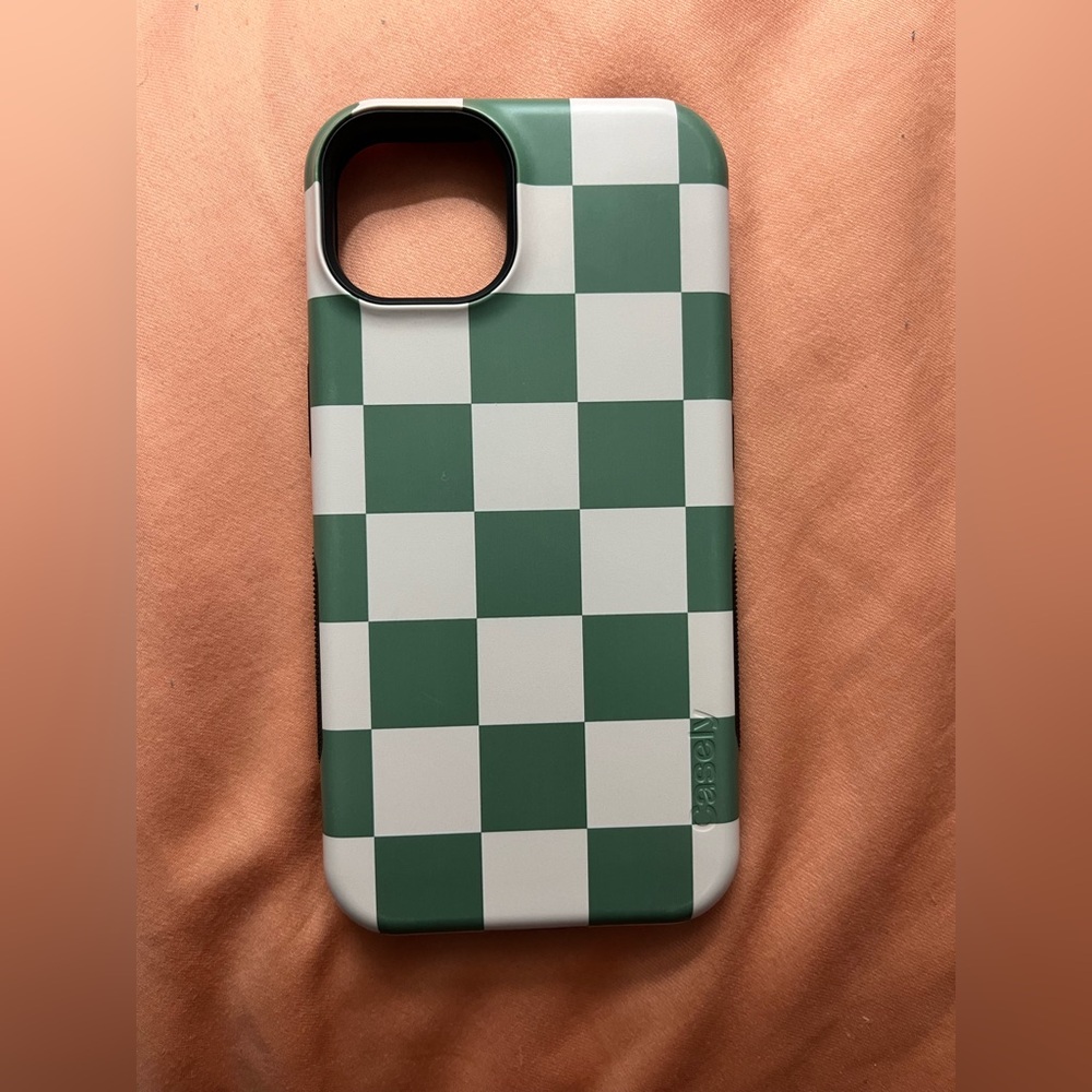 Casely Green and White Checkerboard iPhone Case